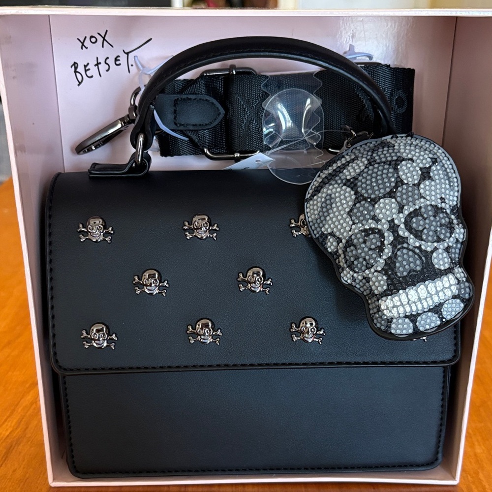 Betsey Johnson Black Skull Embellished crossbody